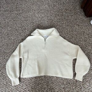 Elegant Cream Women's Quarter Zip Sweater